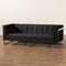Baxton Studio Ambra Glam and Luxe Black Velvet Upholstered and Button Tufted Sofa with Gold-Tone Frame 195-11714-ZORO - alternate 4